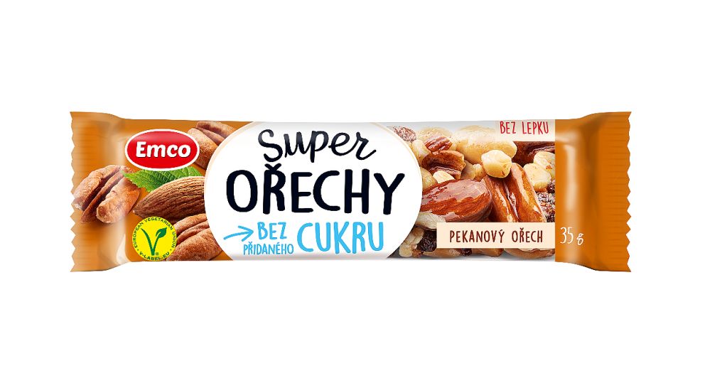 Emco Super ořechy tyčinka Pekanový ořech 35 g Emco