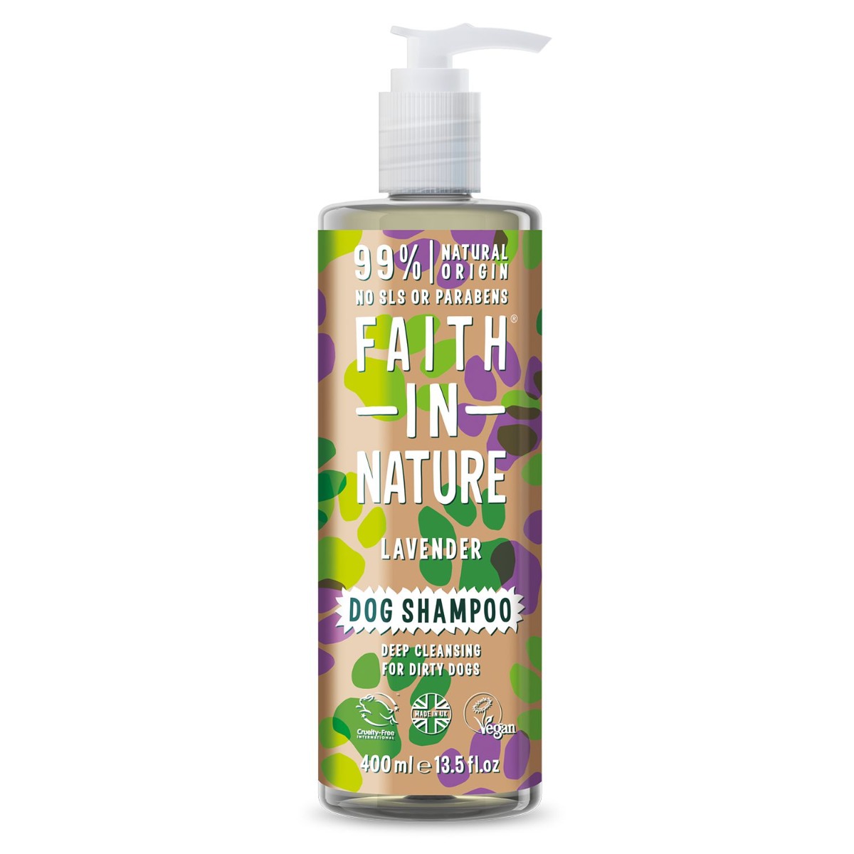 Faith in Nature Levandulový šampon pro psy pro silně zašpiněnou srst 400 ml Faith in Nature