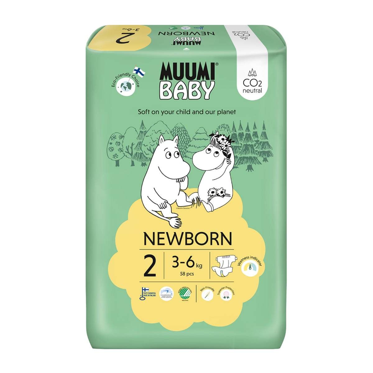 Muumi Baby 2 Newborn 3–6 kg eko pleny 58 ks Muumi Baby