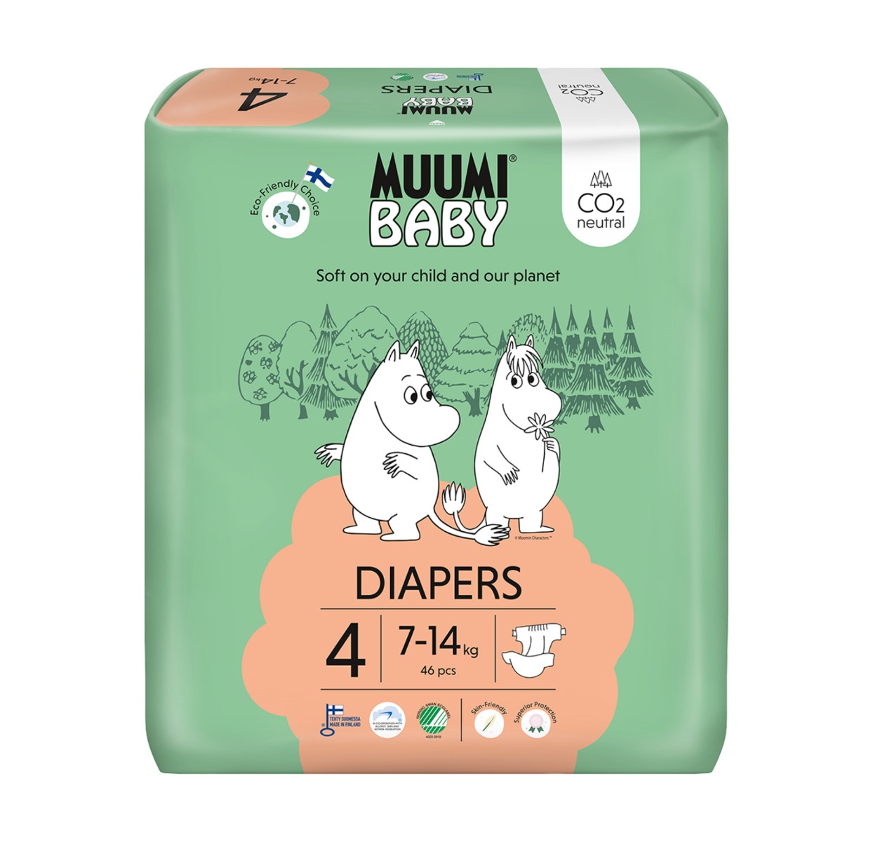 Muumi Baby 4 Maxi 7–14 kg eko pleny 46 ks Muumi Baby