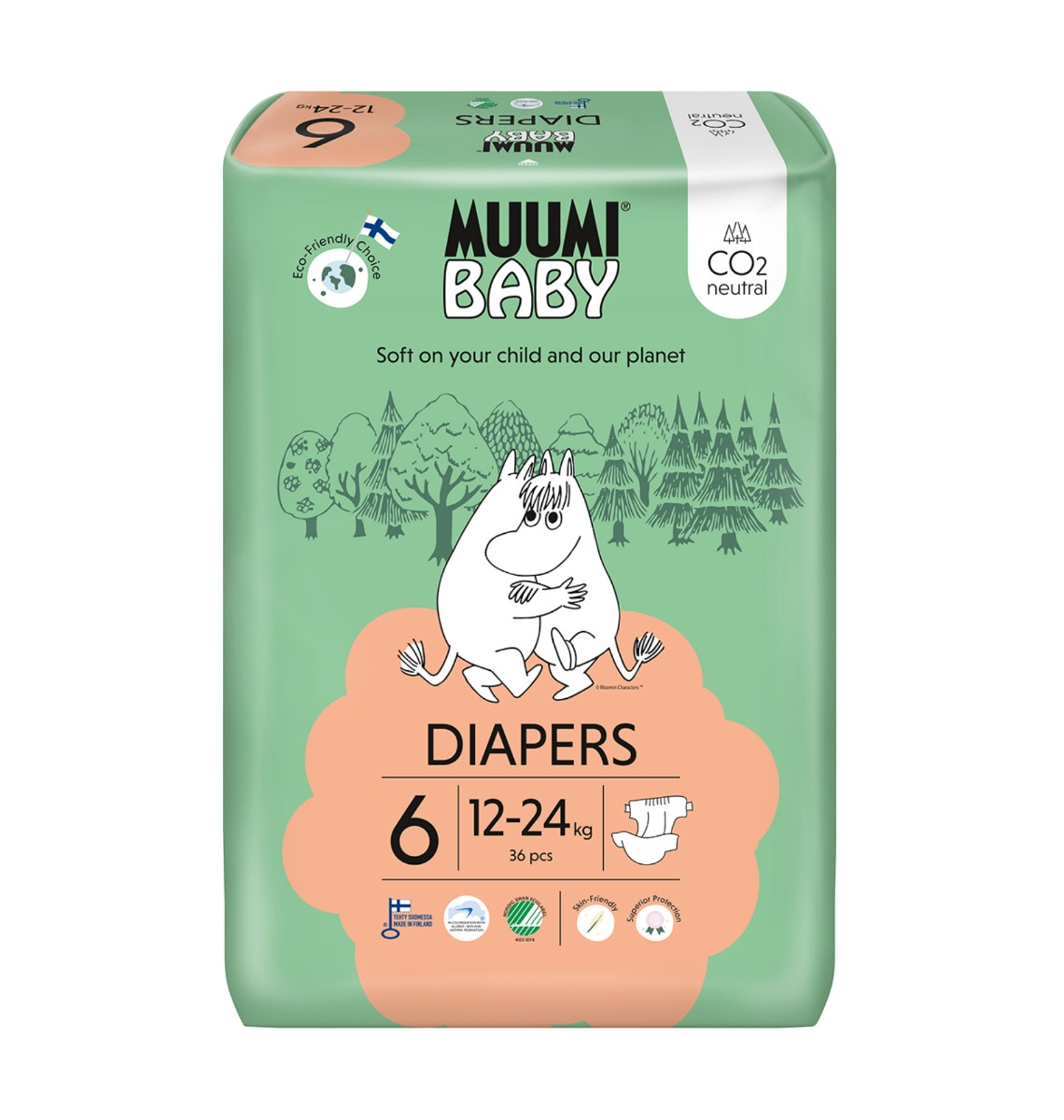 Muumi Baby 6 Junior 12–24 kg eko pleny 36 ks Muumi Baby