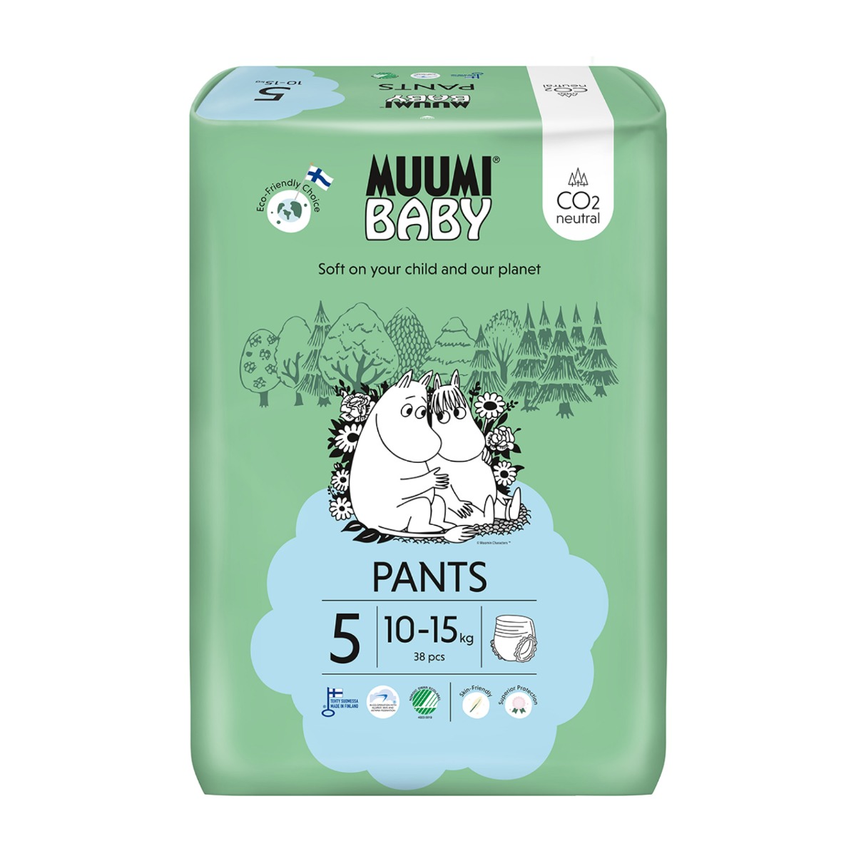 Muumi Baby Pants 5 Maxi+ 10–15 kg eko kalhotky 38 ks Muumi Baby