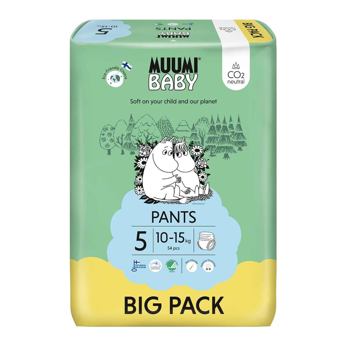 Muumi Baby Pants 5 Maxi+ 10–15 kg eko kalhotky 54 ks Muumi Baby