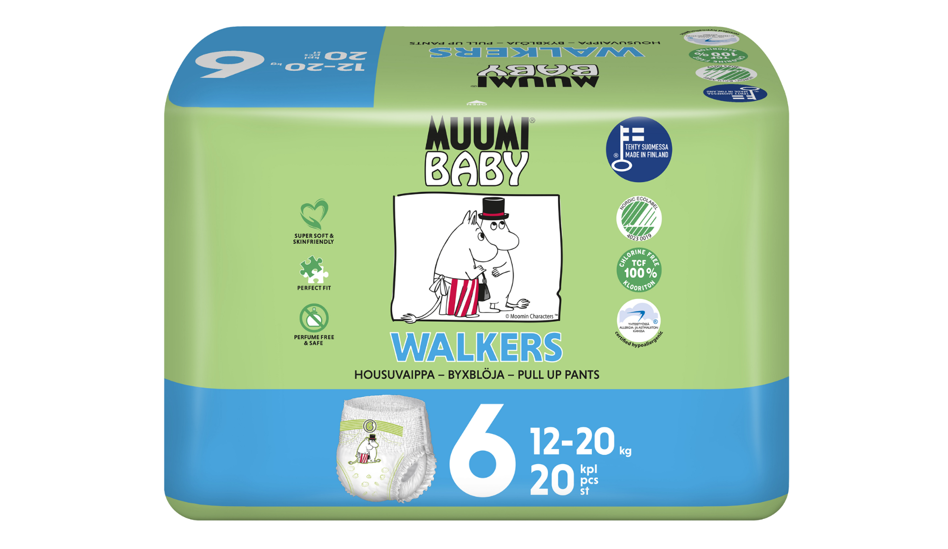 Muumi Baby Pants 6 Junior 12–20 kg eko kalhotky 20 ks Muumi Baby