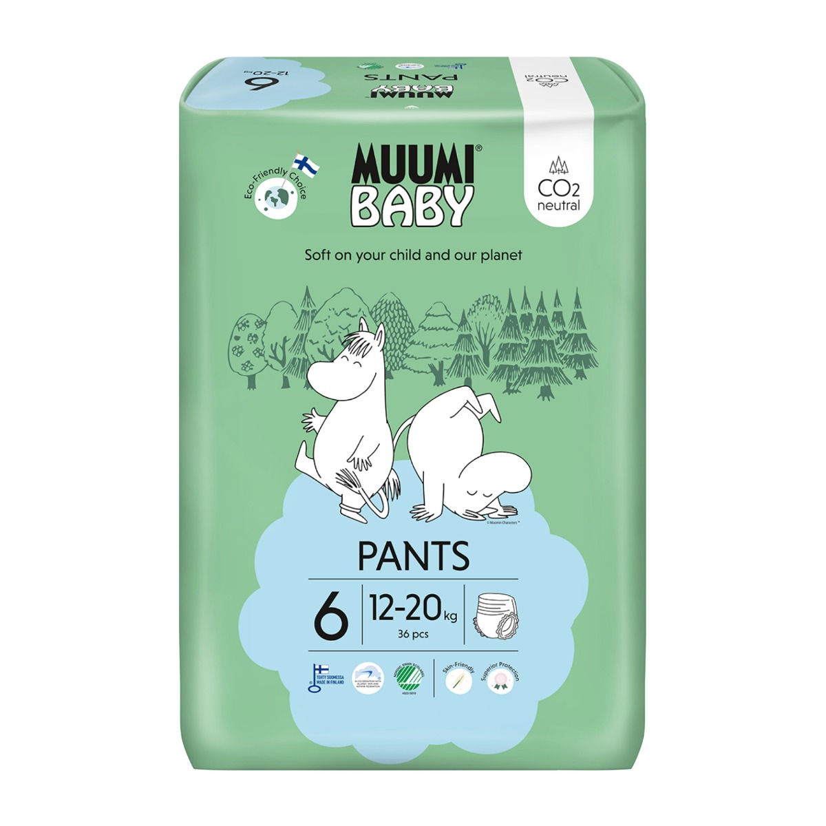 Muumi Baby Pants 6 Junior 12–20 kg eko kalhotky 36 ks Muumi Baby