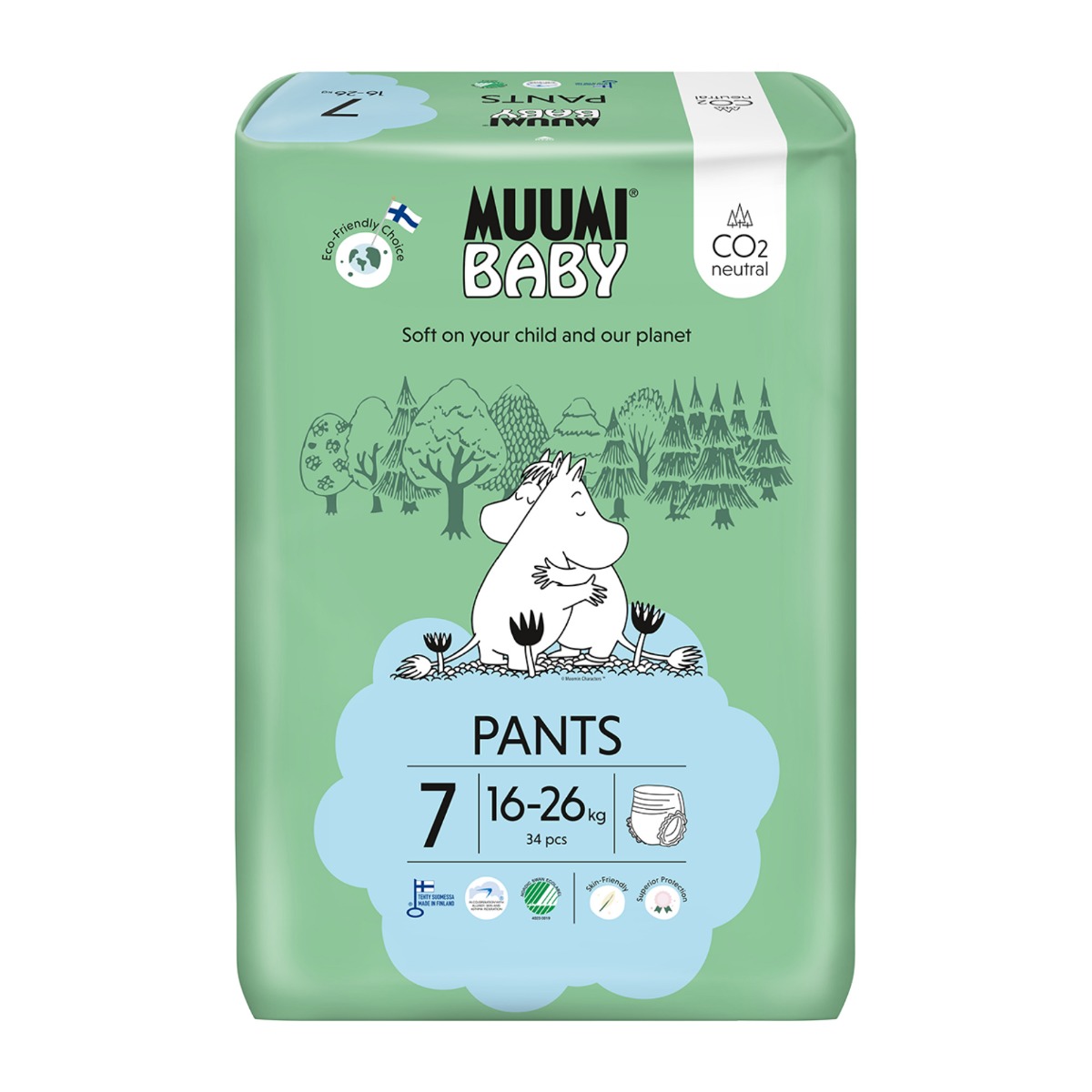Muumi Baby Pants 7 XL 16–26 kg eko kalhotky 34 ks Muumi Baby
