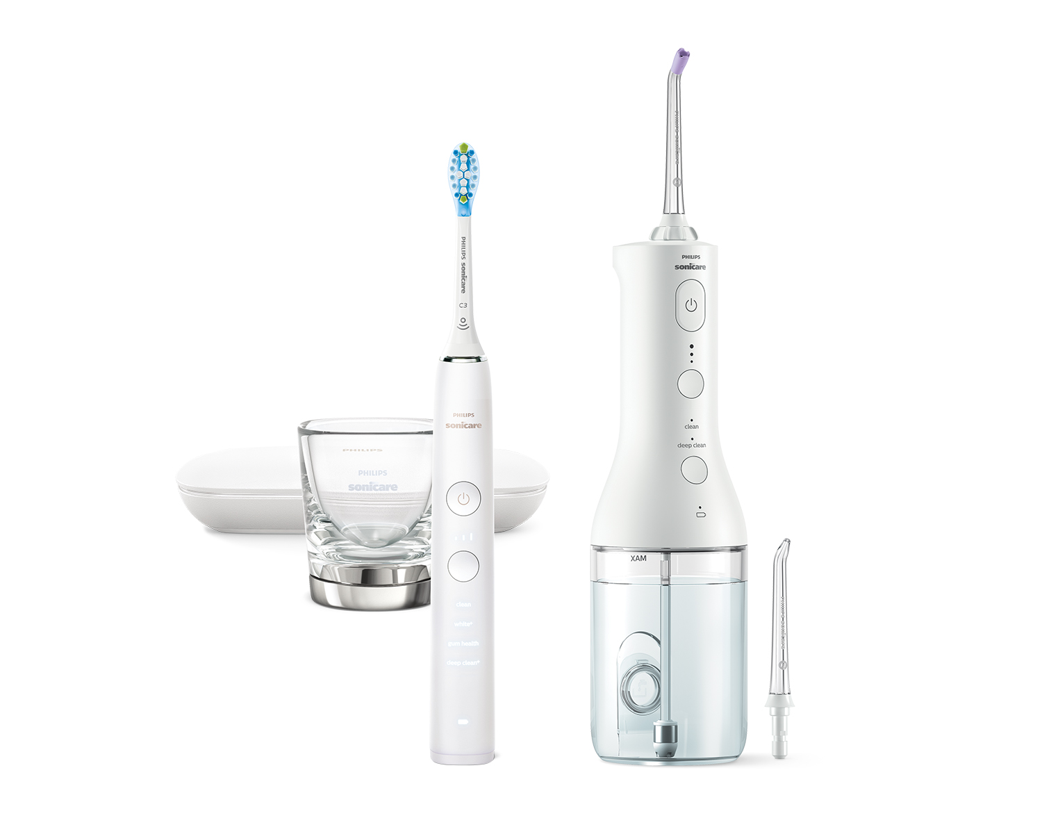 Philips Sonicare DiamondClean HX3866/41 + Power Flosser White ústní sprcha Combo Pack Philips Sonicare