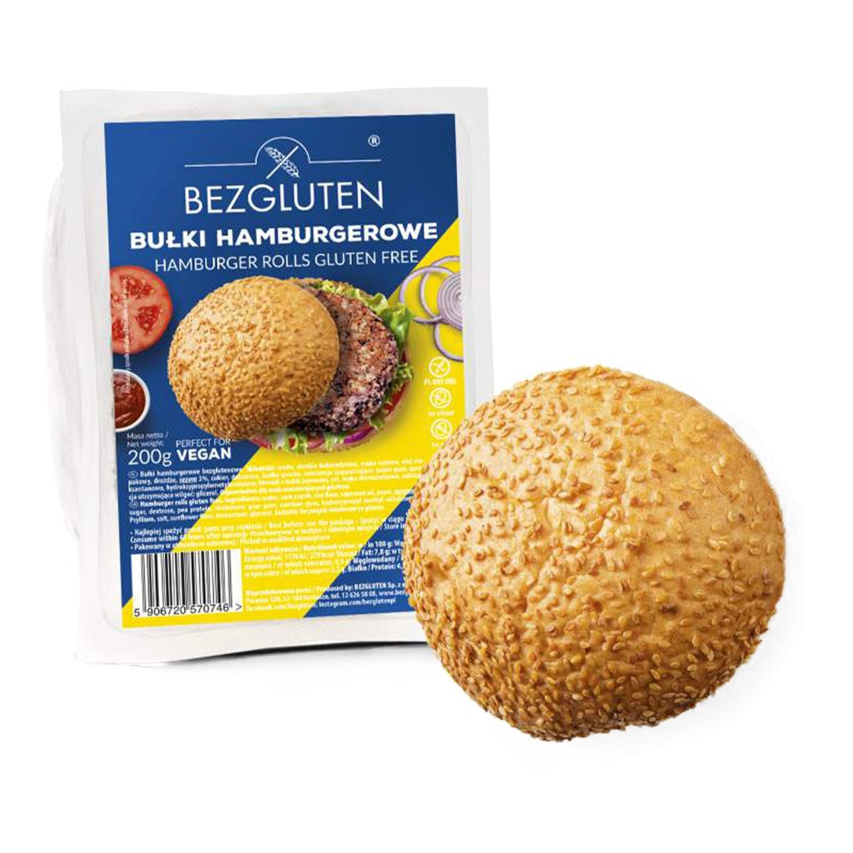 BEZGLUTEN Housky hamburgerové bez lepku a škrobu Vegan 200 g BEZGLUTEN