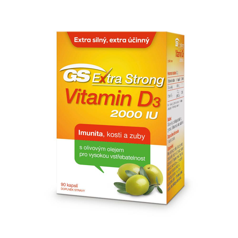 GS Extra Strong Vitamin D3 2000 IU 90 kapslí GS