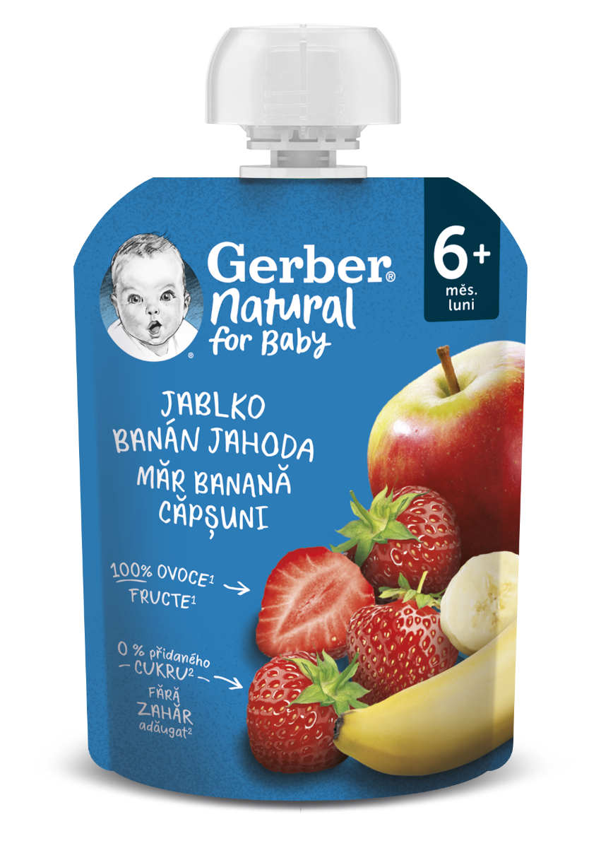 Gerber Natural for Baby Kapsička Jablko/banán/jahoda 90 g Gerber