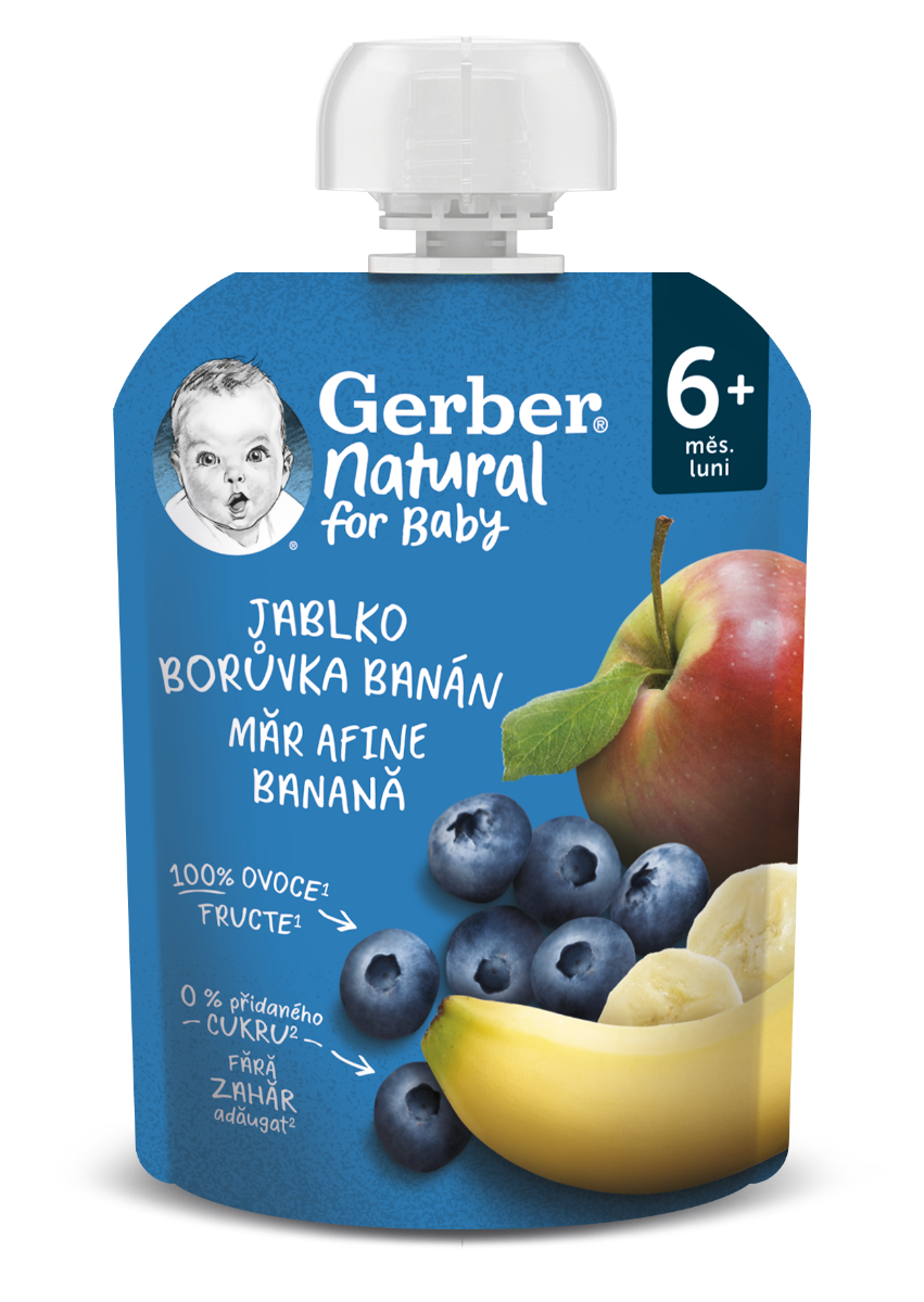 Gerber Natural for Baby Kapsička Jablko/borůvka/banán 90 g Gerber