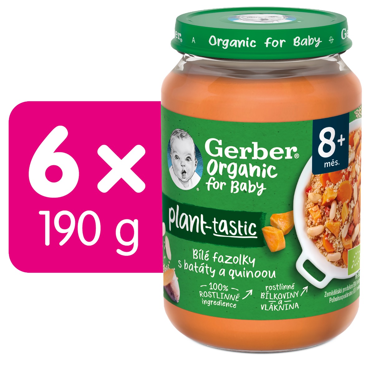 Gerber Organic for Baby Bílé fazolky s batáty a quinoou BIO 8m+ 6x190 g Gerber