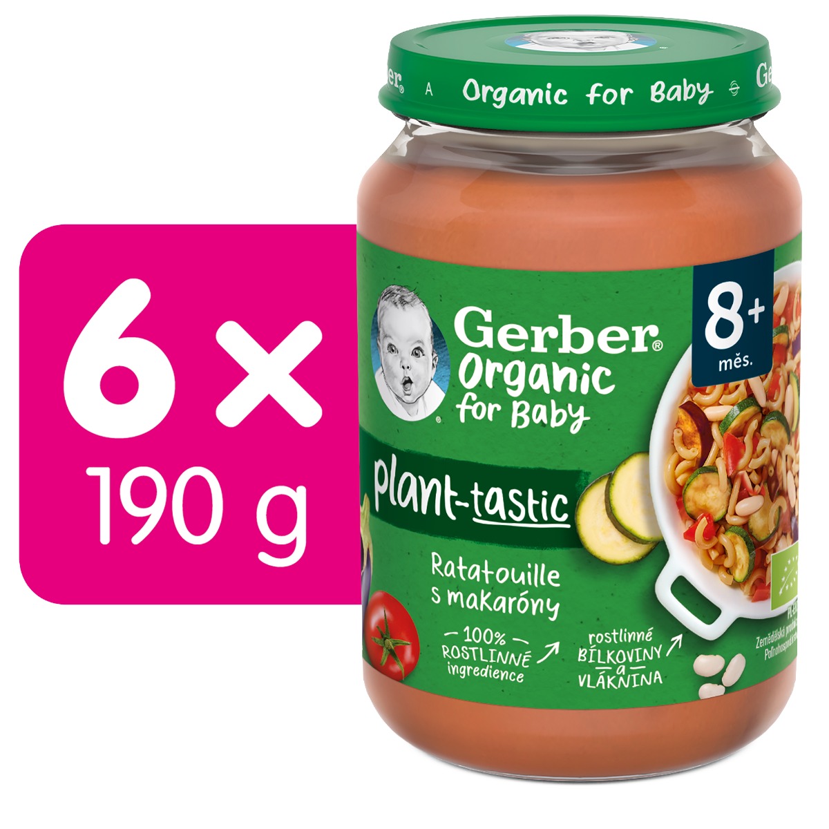 Gerber Organic for Baby Ratatouille s makaróny BIO 8m+ 6x190 g Gerber