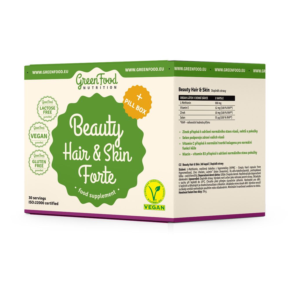 GreenFood Nutrition Beauty Hair & Skin Forte + Pillbox GreenFood Nutrition