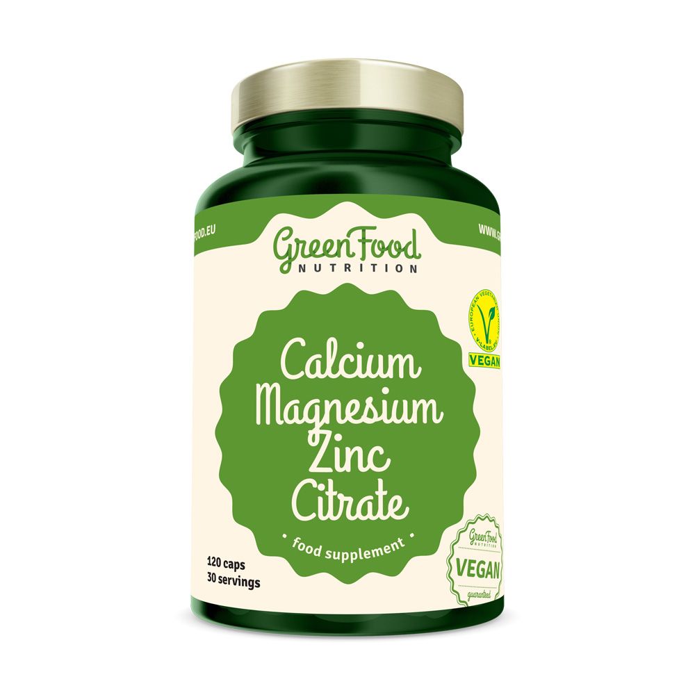 GreenFood Nutrition Calcium Magnesium Zinc Citrate 120 kapslí GreenFood Nutrition