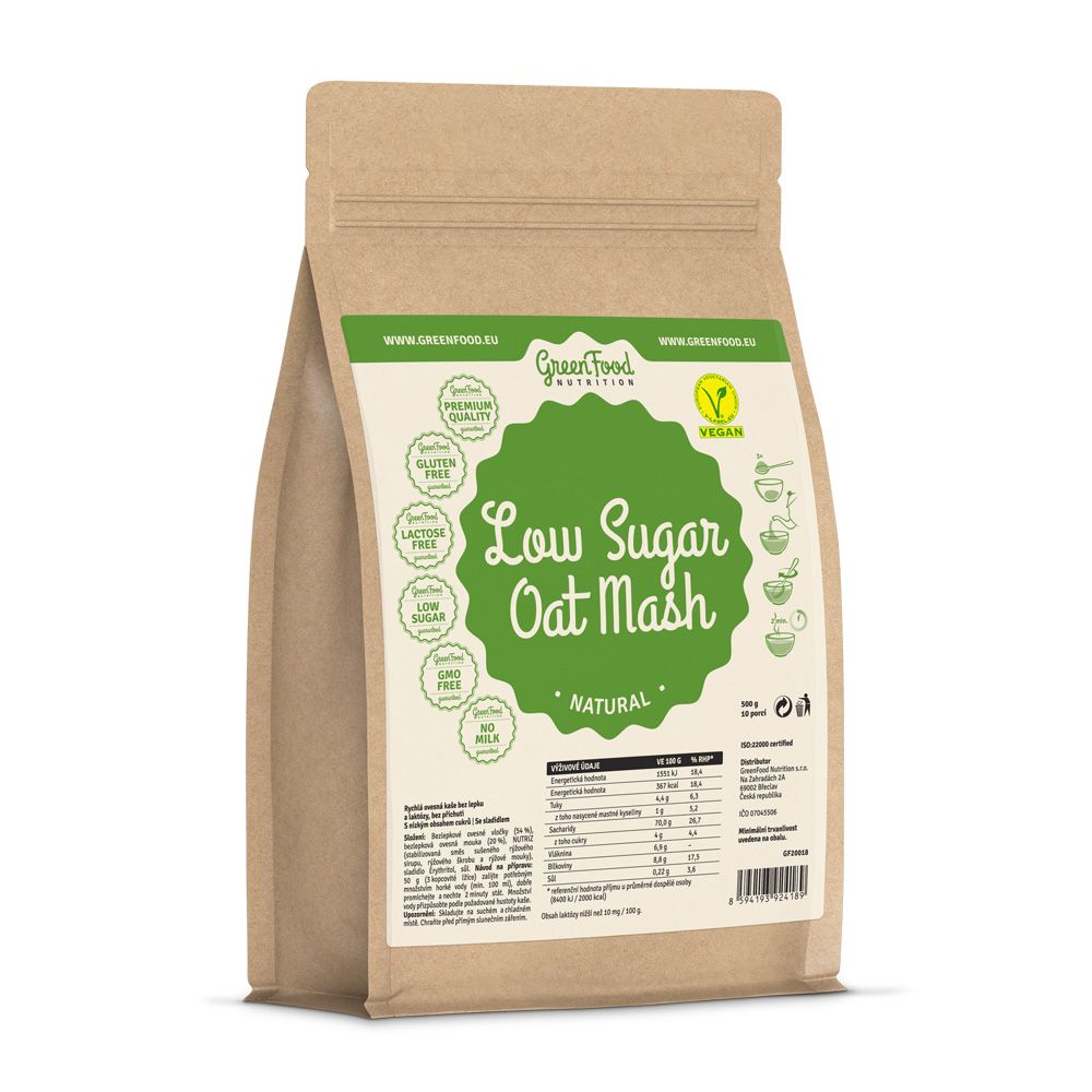GreenFood Nutrition Low Sugar ovesná kaše natural 500 g GreenFood Nutrition