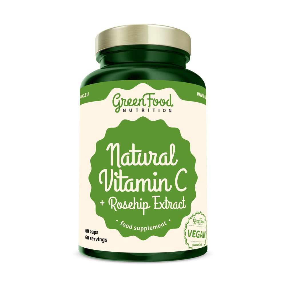 GreenFood Nutrition Natural Vitamin C + extrakt ze šípků 60 kapslí GreenFood Nutrition