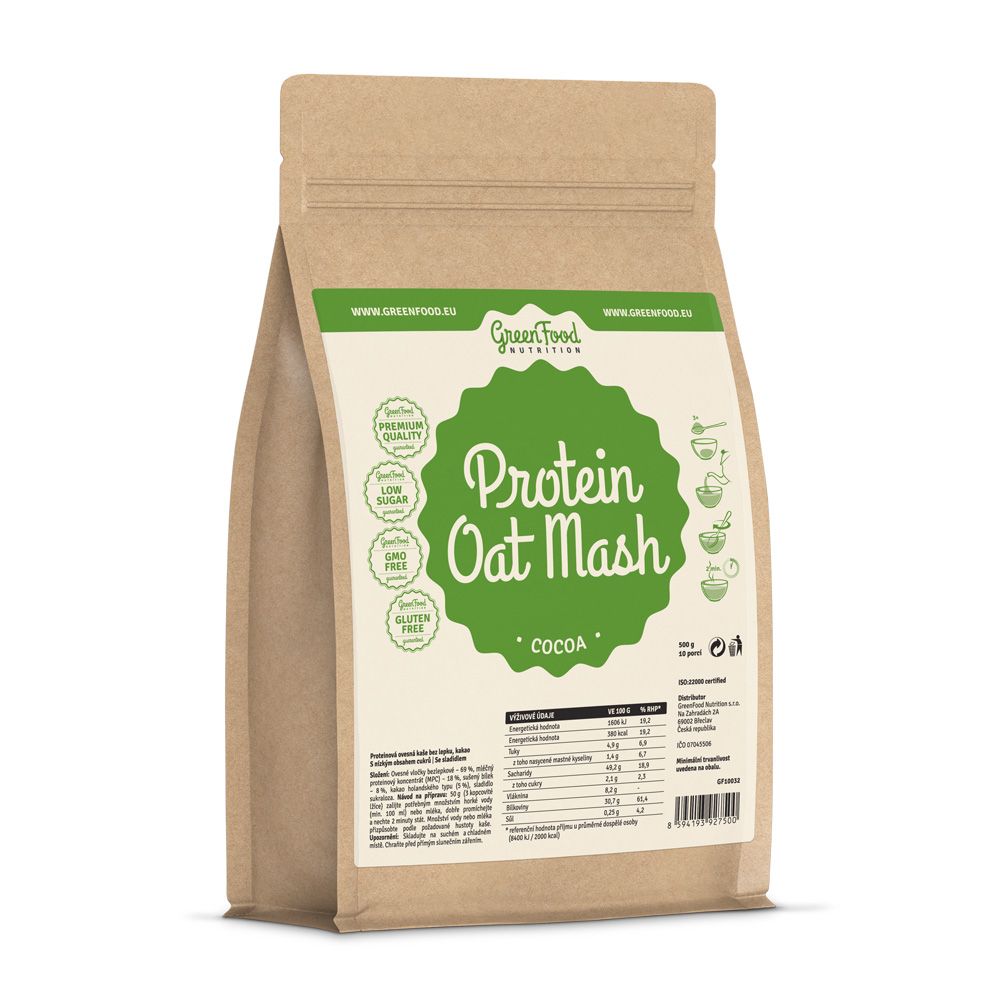 GreenFood Nutrition Proteinová ovesná kaše kakao 500 g GreenFood Nutrition