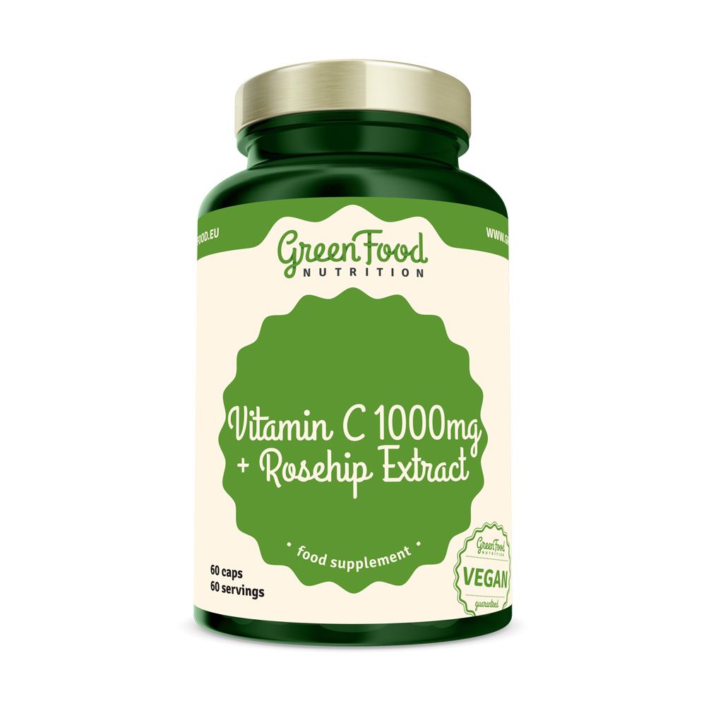 GreenFood Nutrition Vitamin C 1000 mg + extrakt ze šípků 60 kapslí GreenFood Nutrition