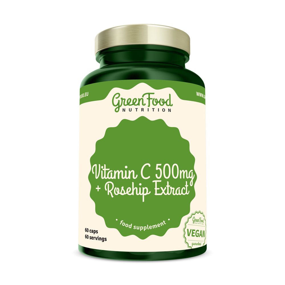 GreenFood Nutrition Vitamin C 500 mg + extrakt ze šípků 60 kapslí GreenFood Nutrition
