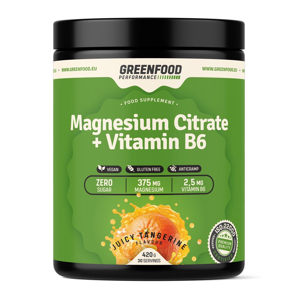 GreenFood Performance Magnesium Citrate + Vitamin B6 Juicy mandarinka 420 g GreenFood Performance