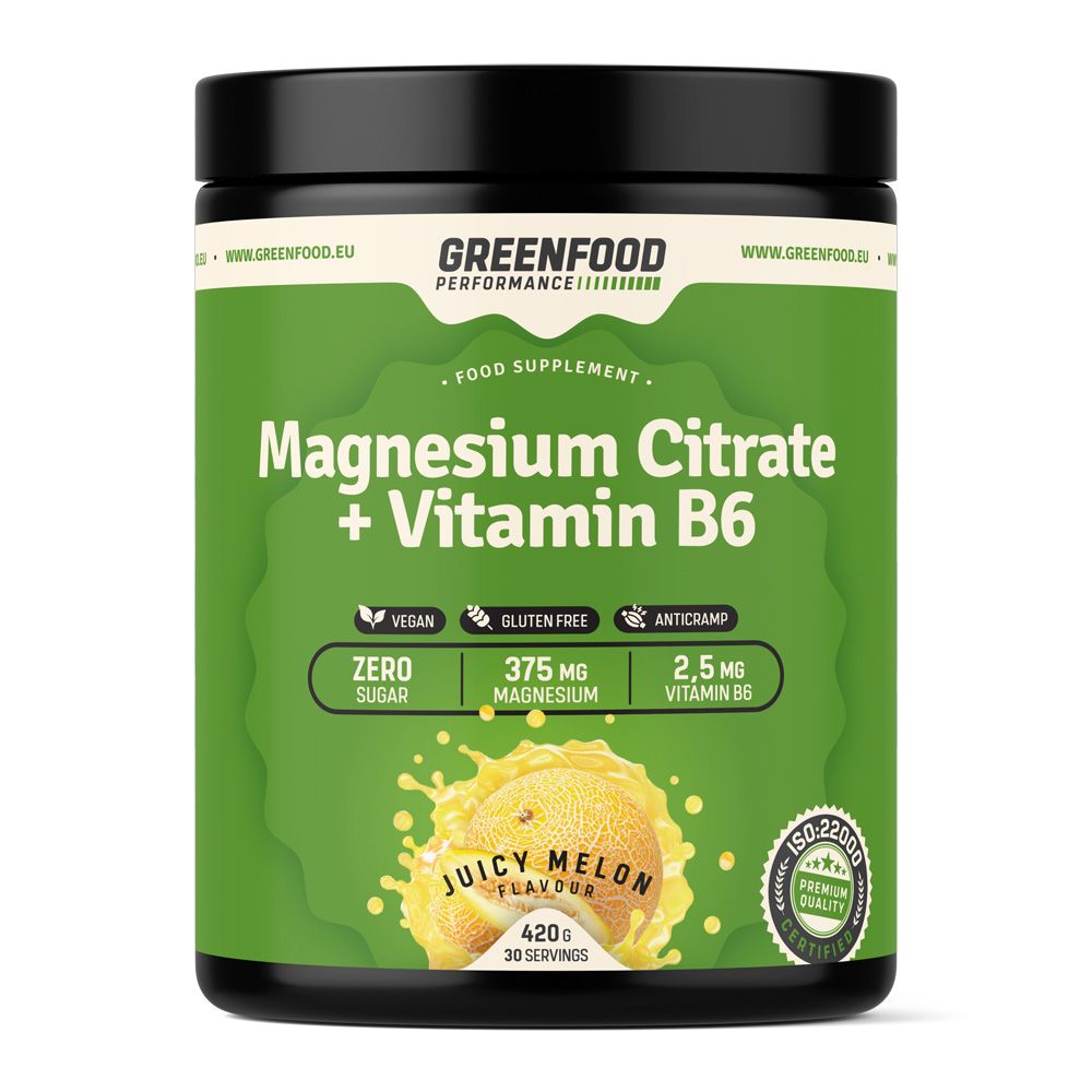 GreenFood Performance Magnesium Citrate + Vitamin B6 Juicy meloun 420 g GreenFood Performance