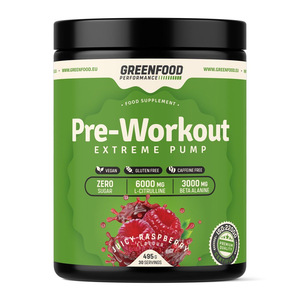 GreenFood Performance Pre-Workout Juicy malina 495 g GreenFood Performance