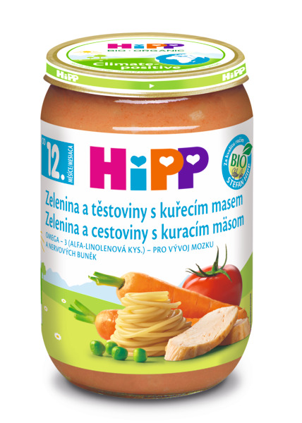 Hipp BIO Zelenina a těstoviny s kuřecím masem 220 g Hipp