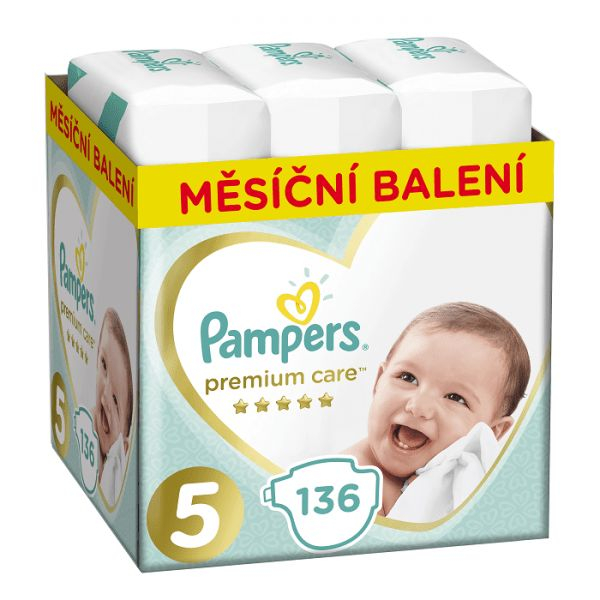 Pampers Premium Care Monthly Box vel. 5 dětské pleny 136 ks Pampers