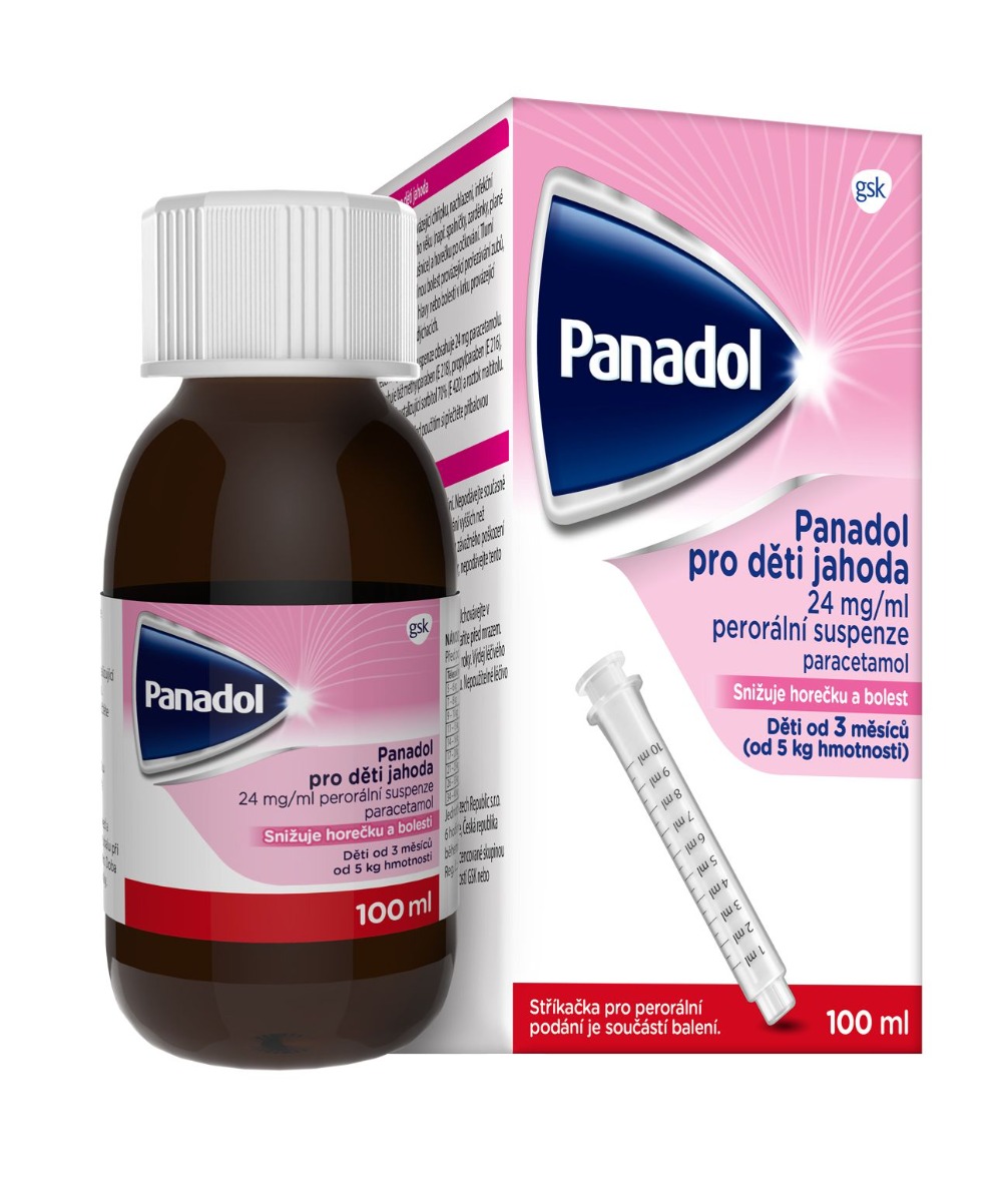 Panadol pro děti Jahoda 24 mg/ml perorální suspenze 100 ml Panadol