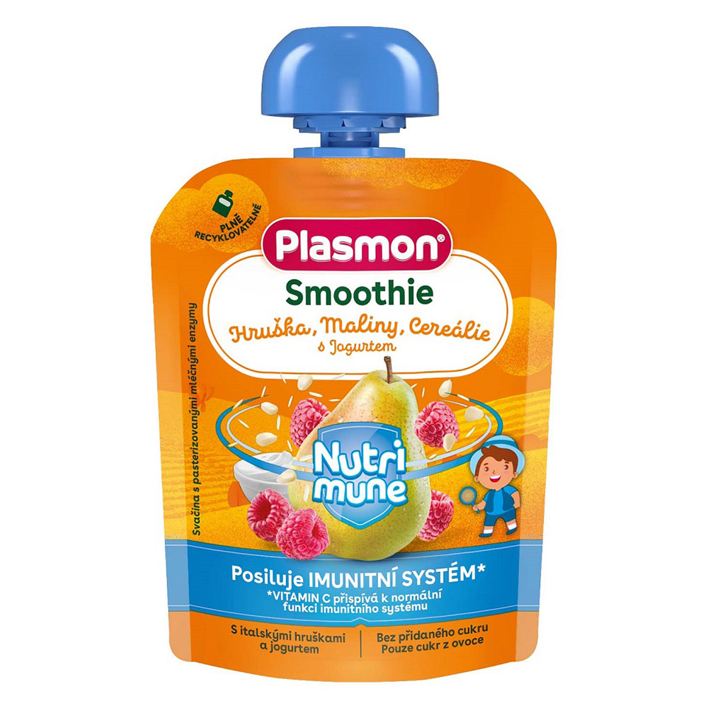 Plasmon Kapsička Smoothie NUTRI-MUNE Hruška a malina s cereáliemi 85 g Plasmon