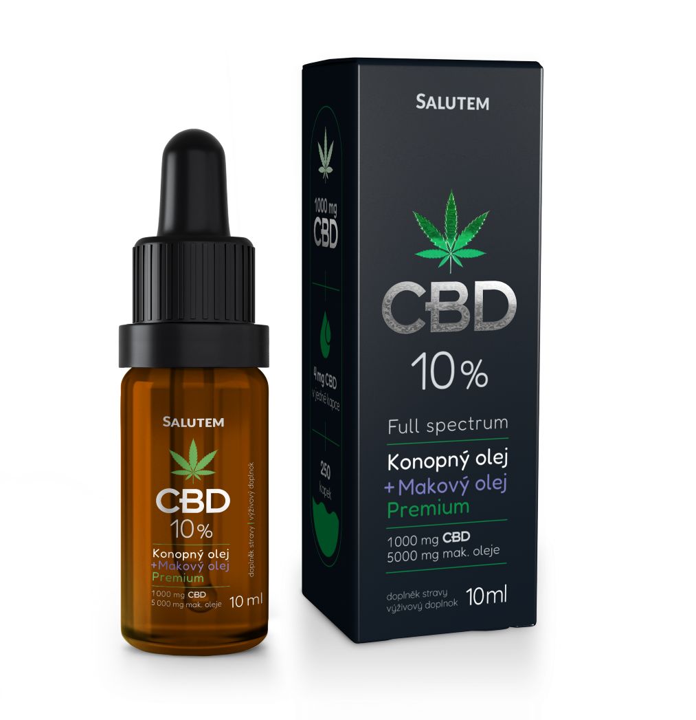 Salutem CBD 10% konopný + makový olej Premium 10 ml Salutem