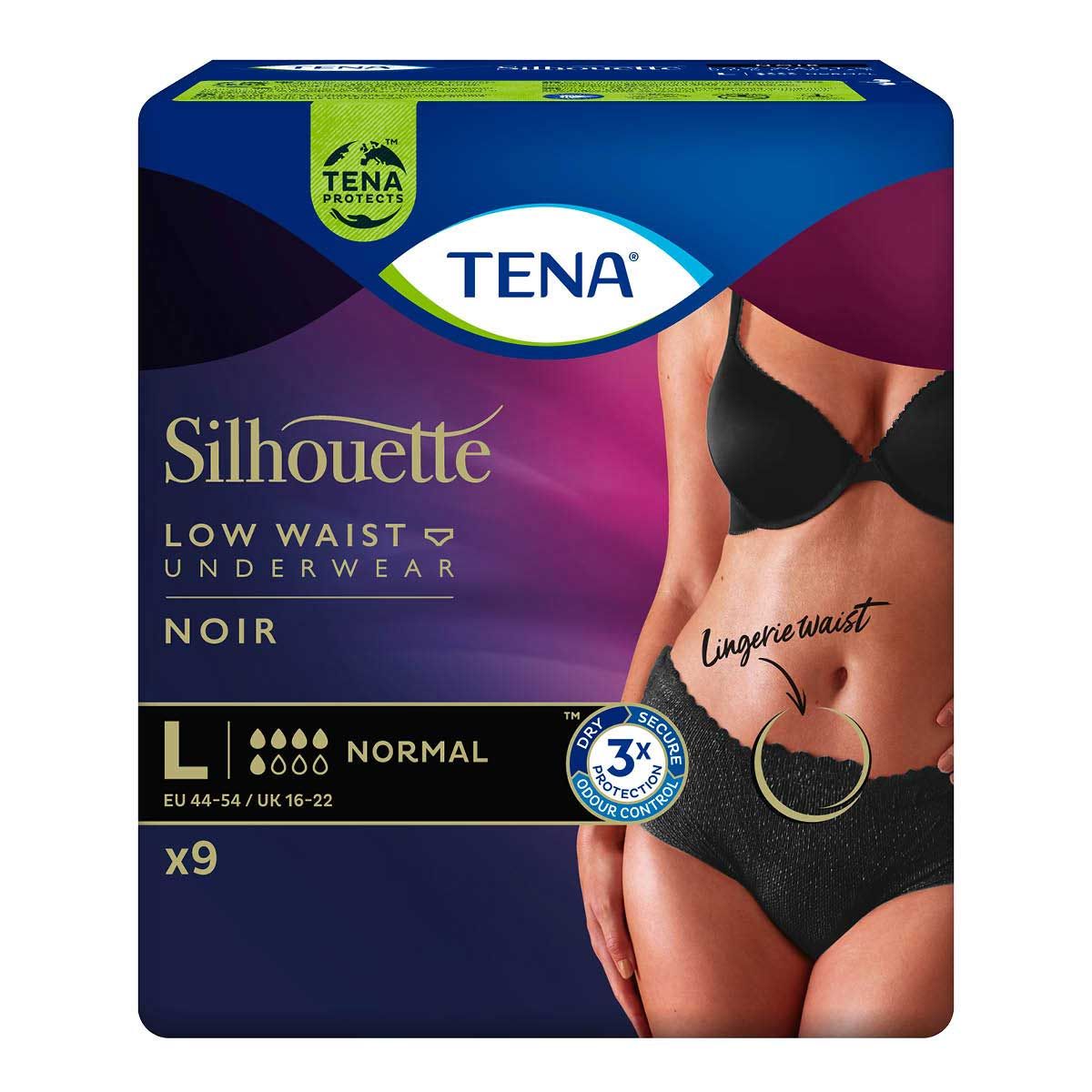 Tena Silhouette Low Waist Noir Normal L inkontinenční kalhotky 9 ks Tena