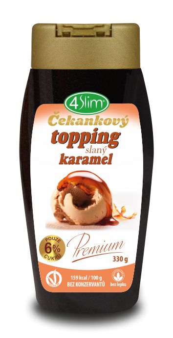 4Slim Čekankový topping slaný karamel Premium 330 g 4Slim