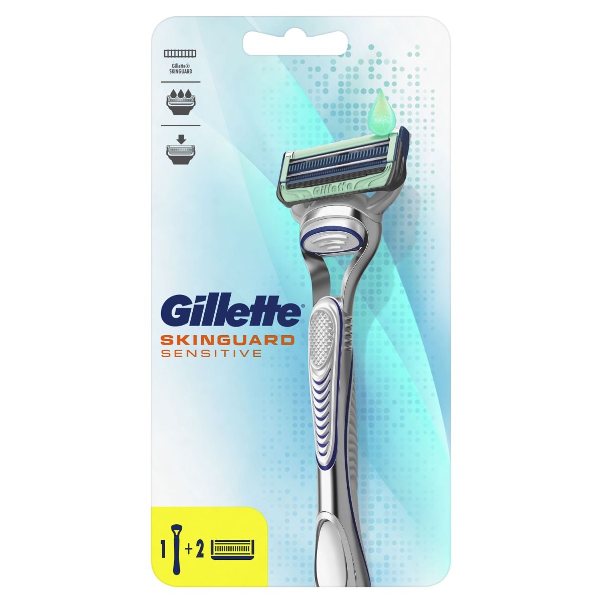 Gillette Skinguard Sensitive pánský holicí strojek + 2 hlavice Gillette