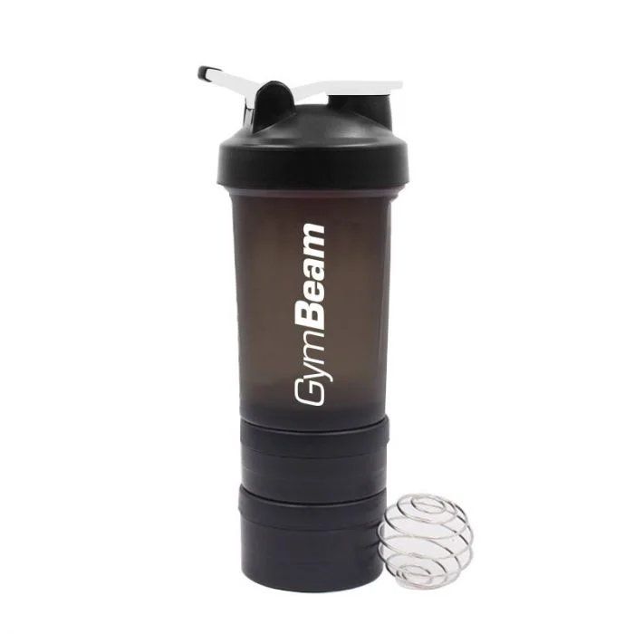 GymBeam Vícedílný šejkr Blend Bottle Black White 450 ml GymBeam