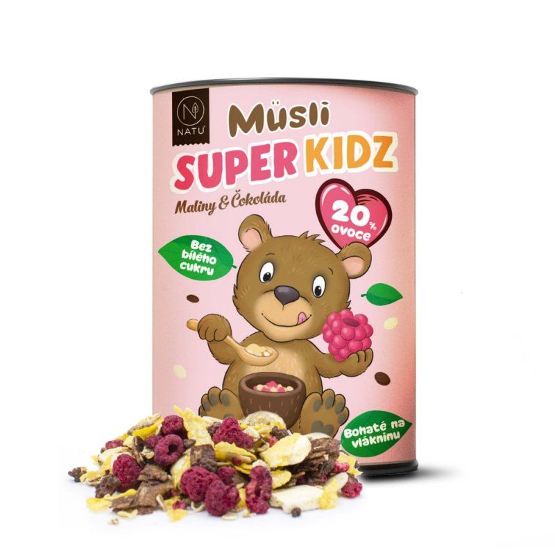 NATU Super Kidz Müsli Maliny a čokoláda 300 g NATU