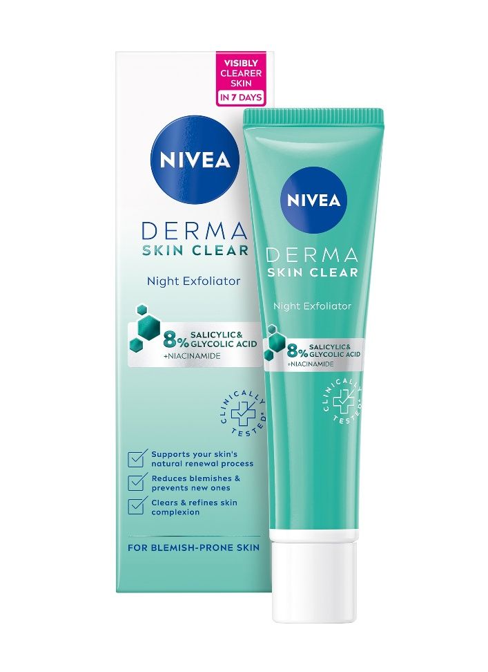 Nivea Derma Skin Clear noční exfoliator 40 ml Nivea
