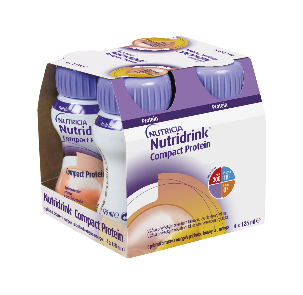 Nutridrink Compact Protein broskev a mango 4x125 ml Nutridrink