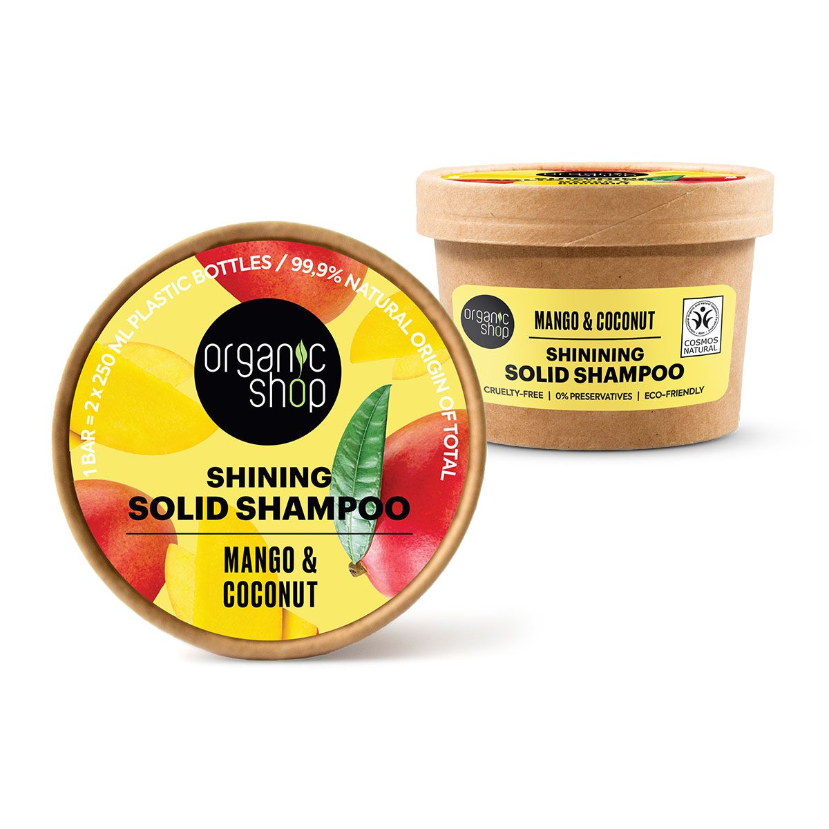 Organic Shop Tuhý šampon pro lesk vlasů Mango a kokos 60 g Organic Shop