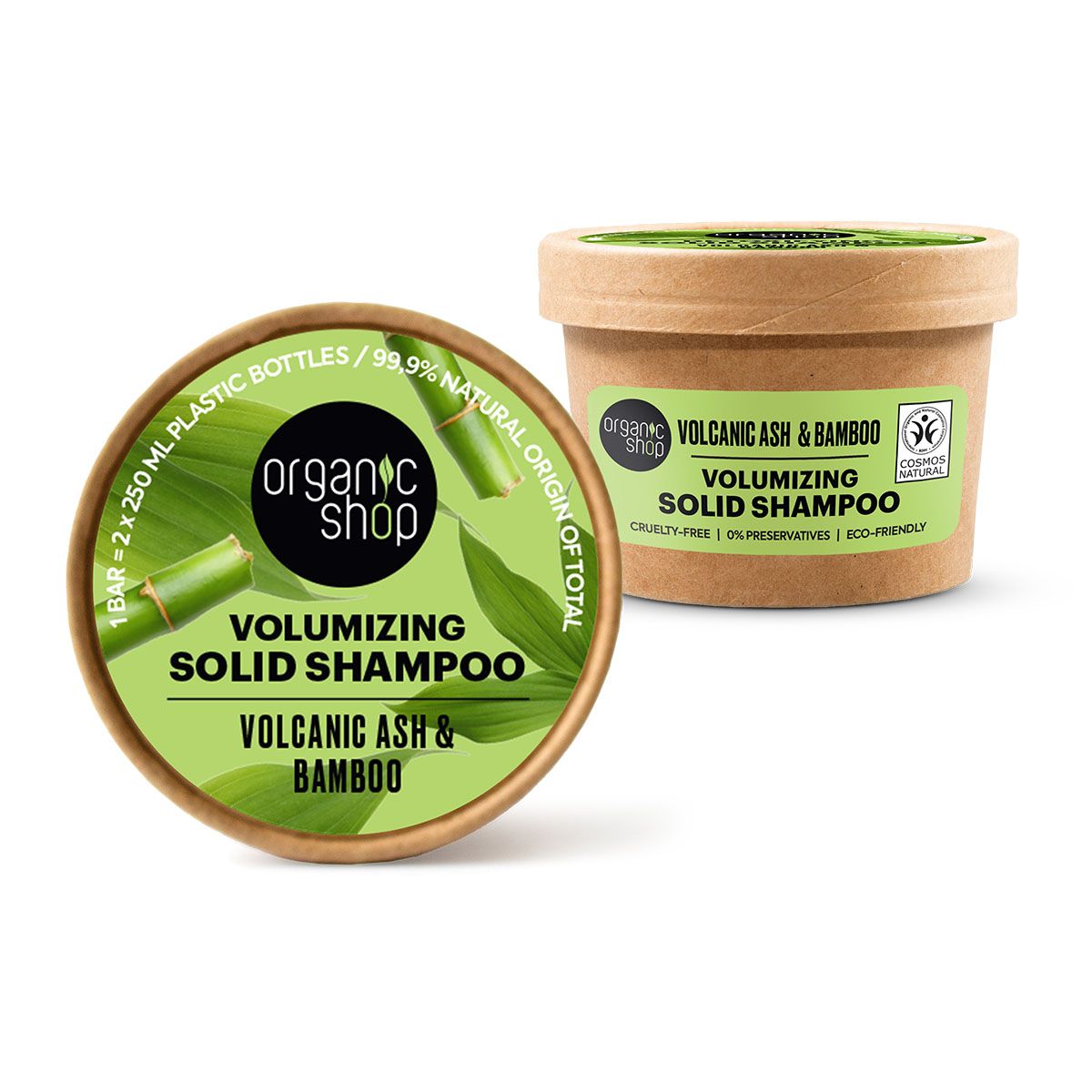 Organic Shop Tuhý šampon pro objem vlasů Sopečný popel a bambus 60 g Organic Shop