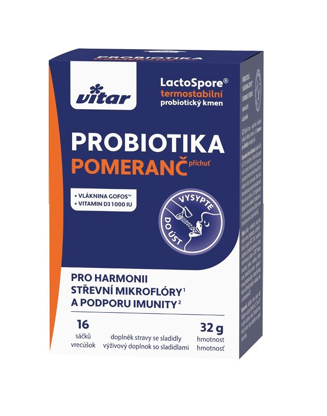 Vitar Probiotika + vláknina + vitamíny C a D 16 sáčků Vitar