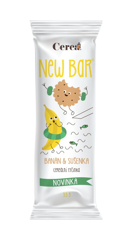 Cerea New Bar Banán & sušenka cereální tyčinka 33 g Cerea