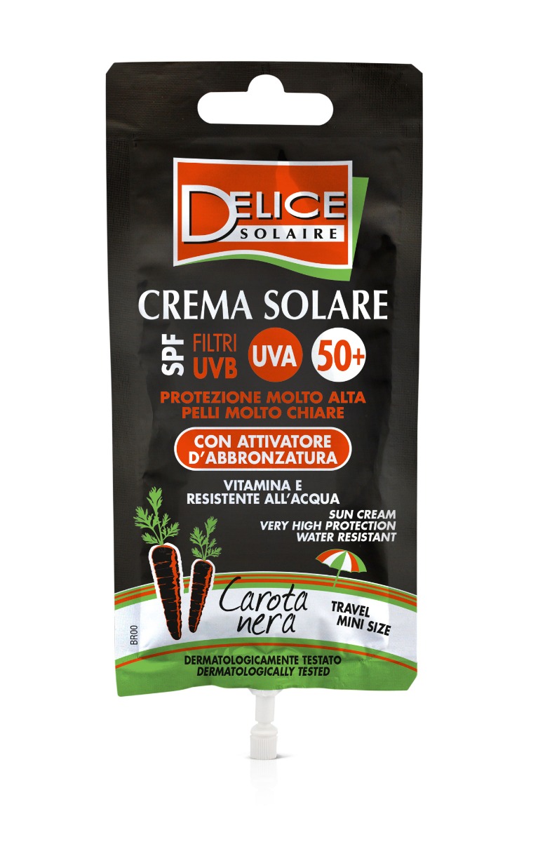 Delice Solaire Opalovací krém s černou mrkví SPF50+ sáček 50 ml Delice Solaire