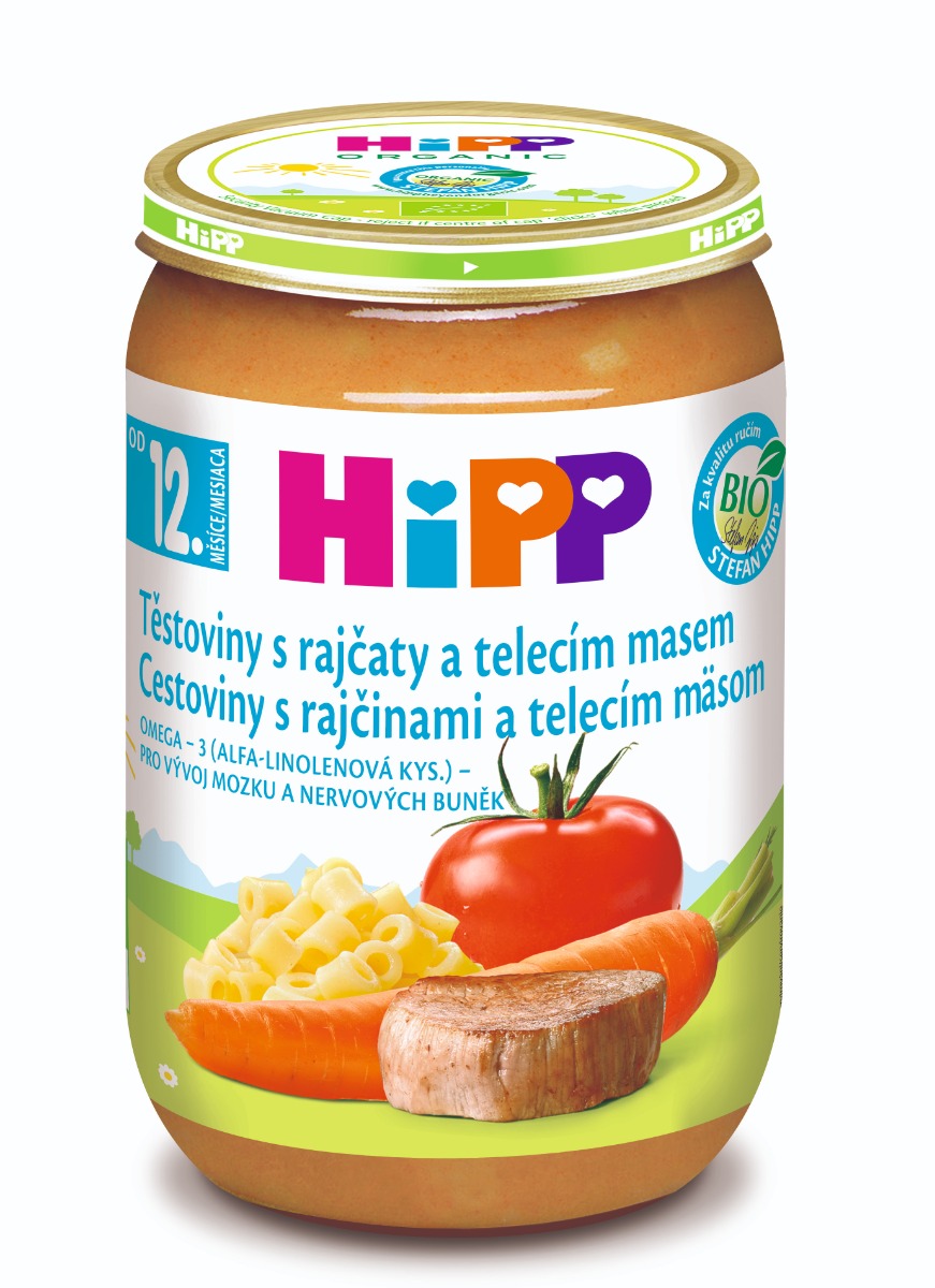 Hipp BIO Těstoviny s rajčaty a telecím masem 220 g Hipp