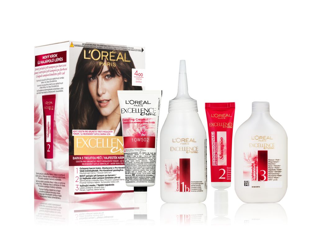 Loréal Paris Excellence Creme odstín 400 hnědá barva na vlasy Loréal Paris