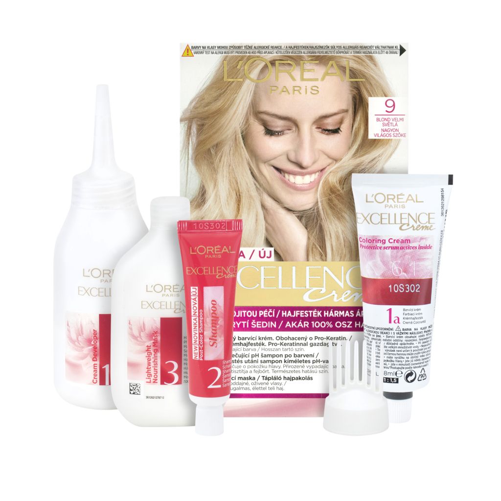 Loréal Paris Excellence Creme odstín 9 blond velmi světlá barva na vlasy Loréal Paris