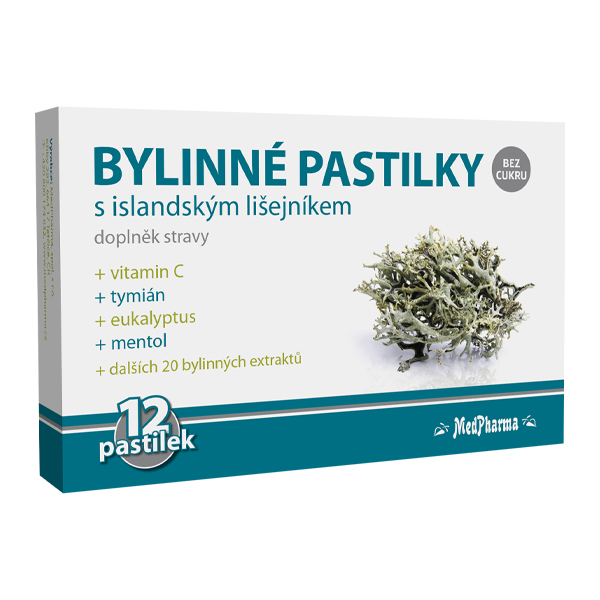 Medpharma Bylinné pastilky bez cukru islandský lišejník 12 ks Medpharma