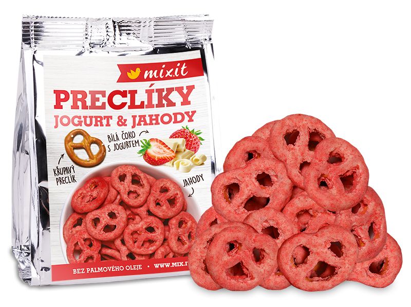 Mixit Preclíky do kapsy Jogurtová čokoláda s jahodami 70 g Mixit