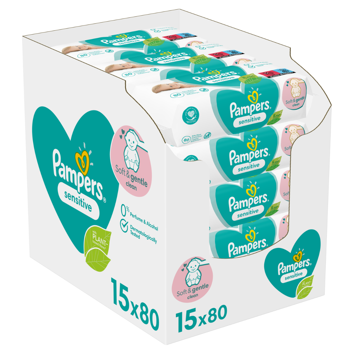 Pampers Sensitive vlhčené ubrousky 15x80 ks Pampers